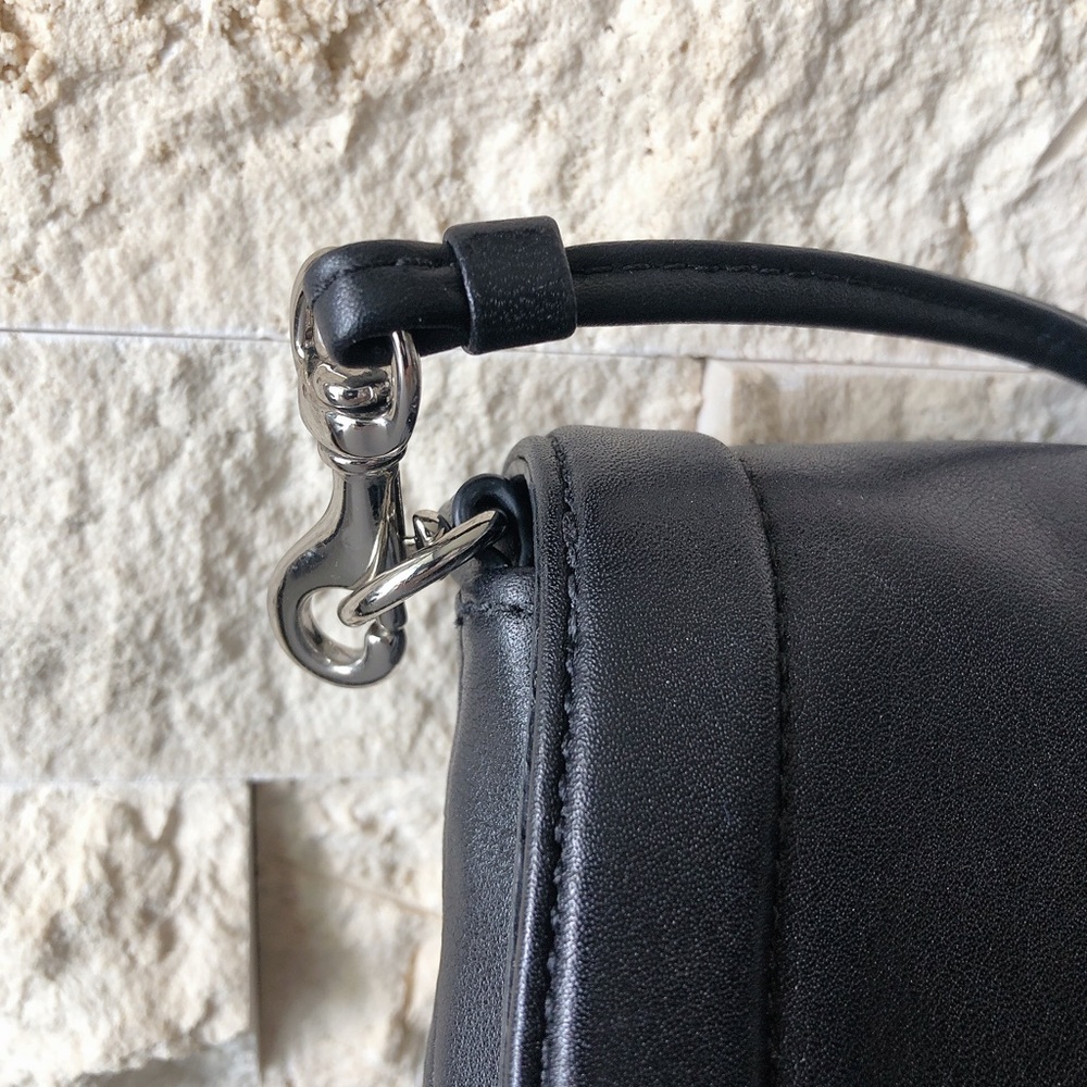 Coach black leather crossbody bag purse silver hardware wallet women’s - Picture 5 of 17